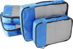 Basics 4 Piece Packing Travel Organizer Cubes Set - Medium, Sky Blue